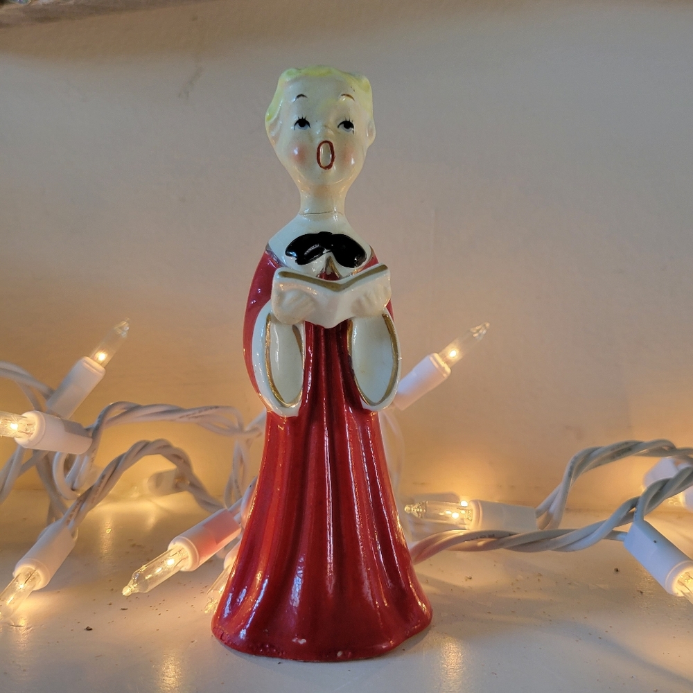 Vintage Christmas Caroler Choir Boy or Girl ~ MCM ~ Cute ~ With Repair See Notes